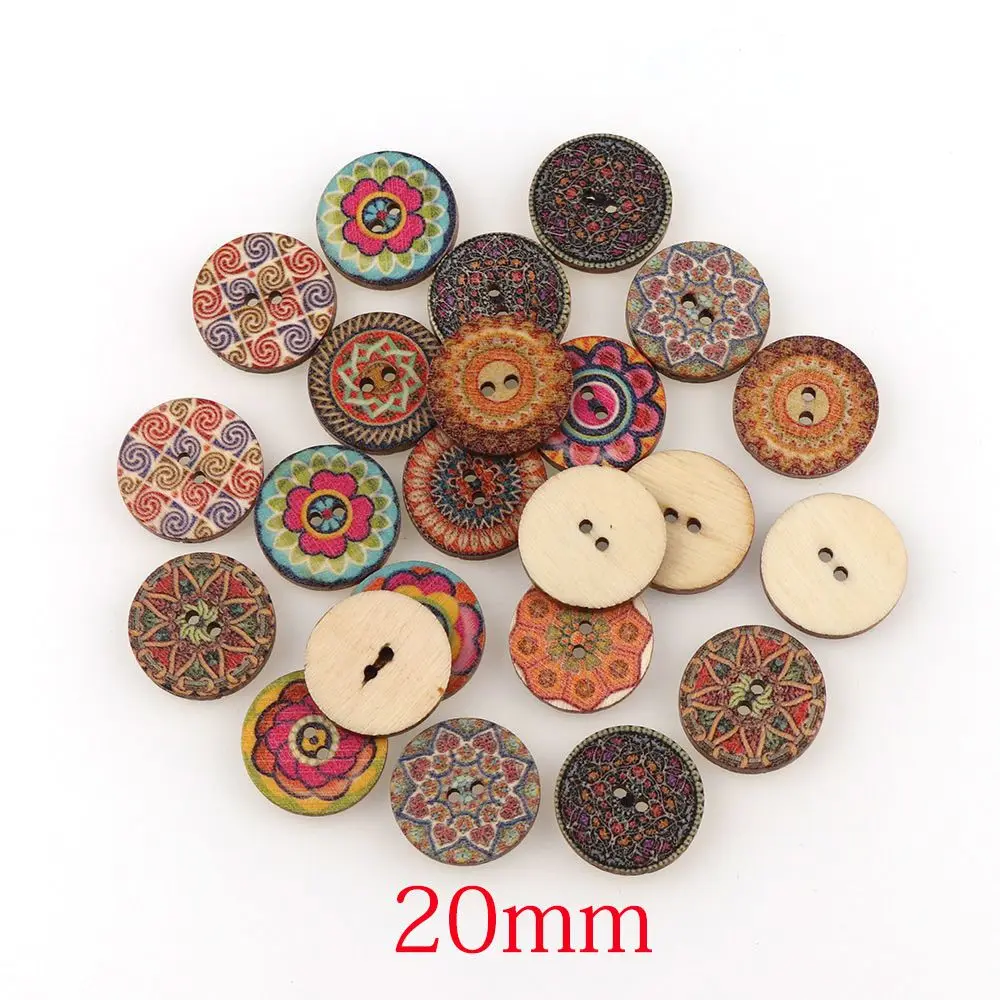 mix 50pcs 50 шт. разные деревянные пуговицы винтажные Красочные цветы для скрапбукинга шитье ремесло 20 мм случайный микс ручной работы одежда Декор пуговицы - Цвет: mix 50pcs