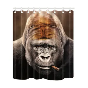 Водонепроницаемая занавеска для душа, Полиэстеровая 3D занавеска для душа с принтом Gorilla для курительных животных, декор для ванной комнаты, экран для ванной комнаты