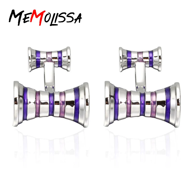 MeMolissa Новые запонки двусторонний дизайн Полосатый Фиолетовый медный материал