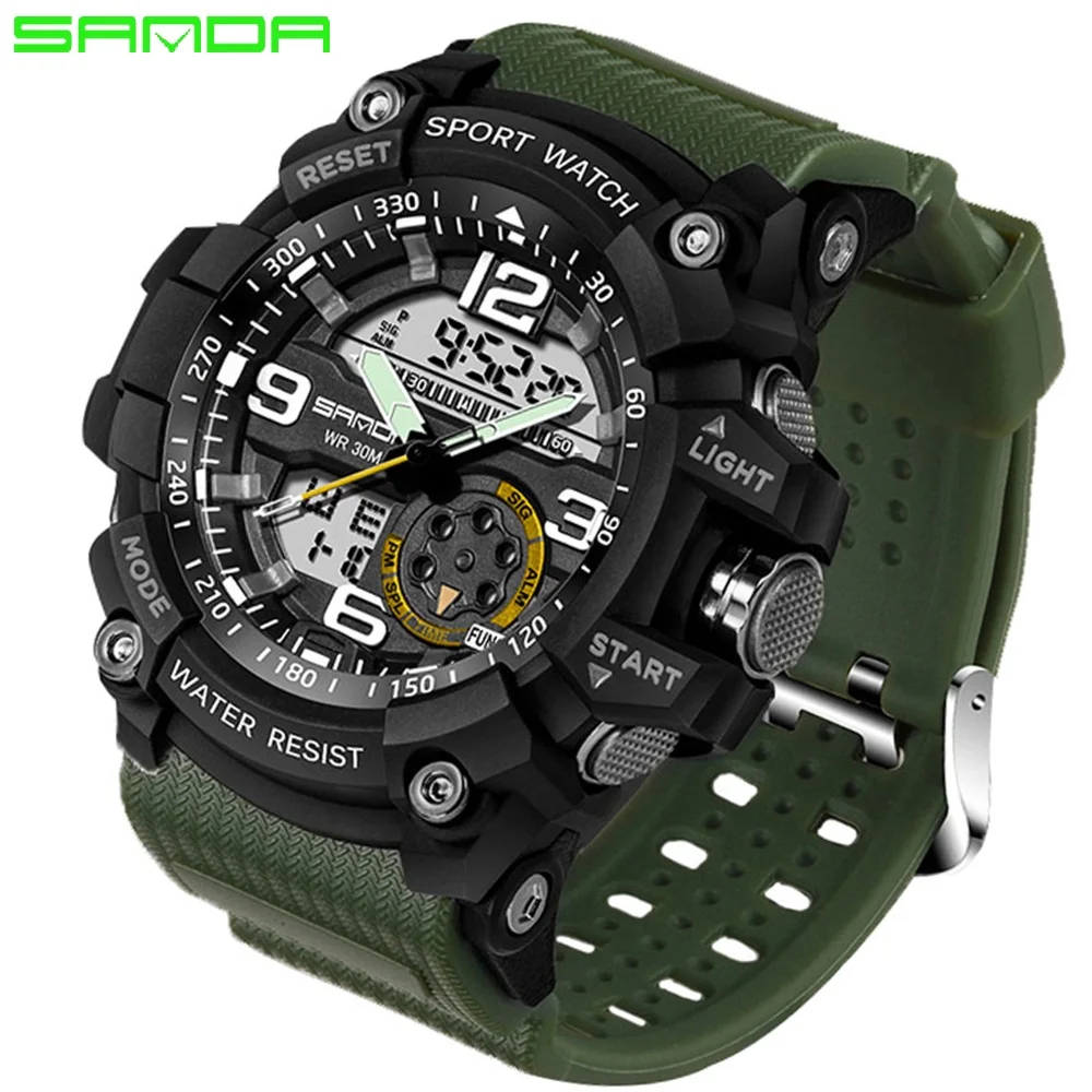 SANDA спортивные часы для мужчин военные армейские цифровые наручные лучший бренд