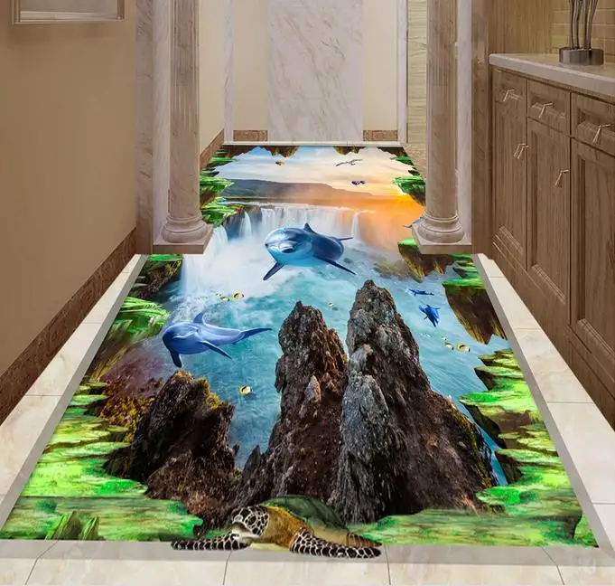 3d обои для стен водопада моря Дельфина птицы Пол украшение спальни | Обустройство