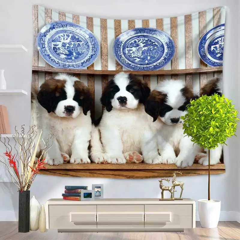 Pet Dog Cat Bohemian Style Colorful Tapestry Decorative Polyester Fabric Carpet Wall Hanging | Дом и сад