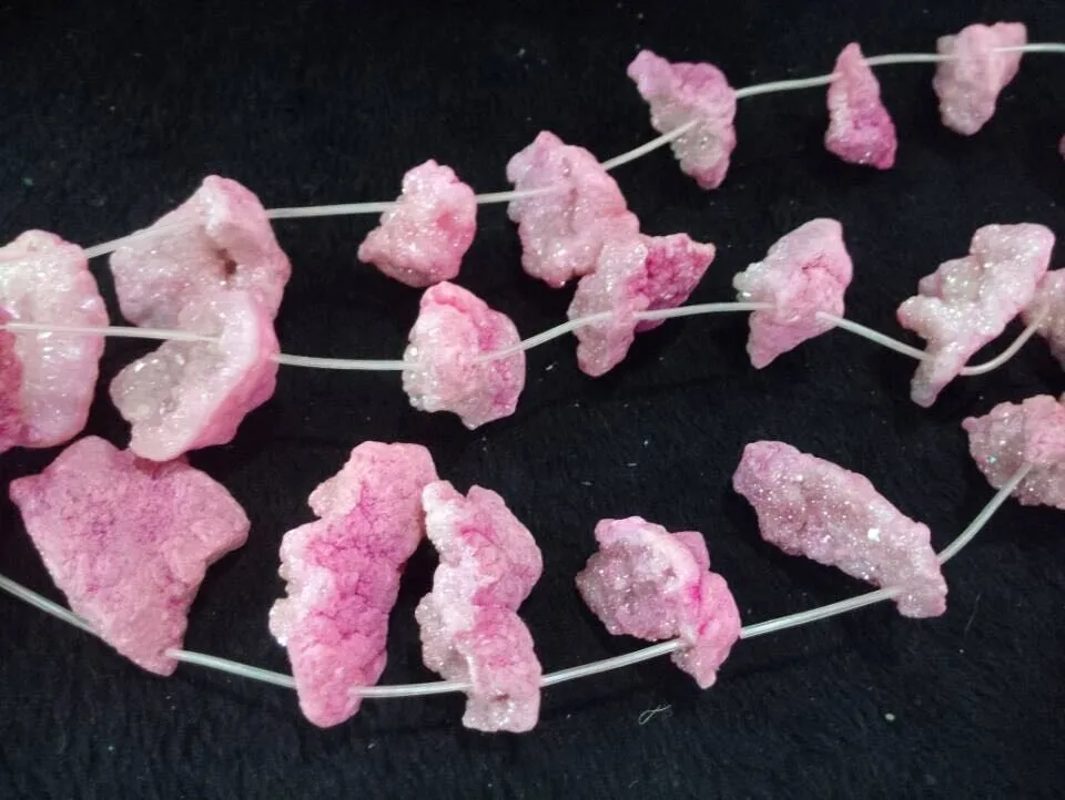 

10 шт./лот, розовый цвет, кристалл Druzy, геодезический кварц, камень, кулон, ожерелье, каждый Druzy Crystal Rock Gems, ожерелье
