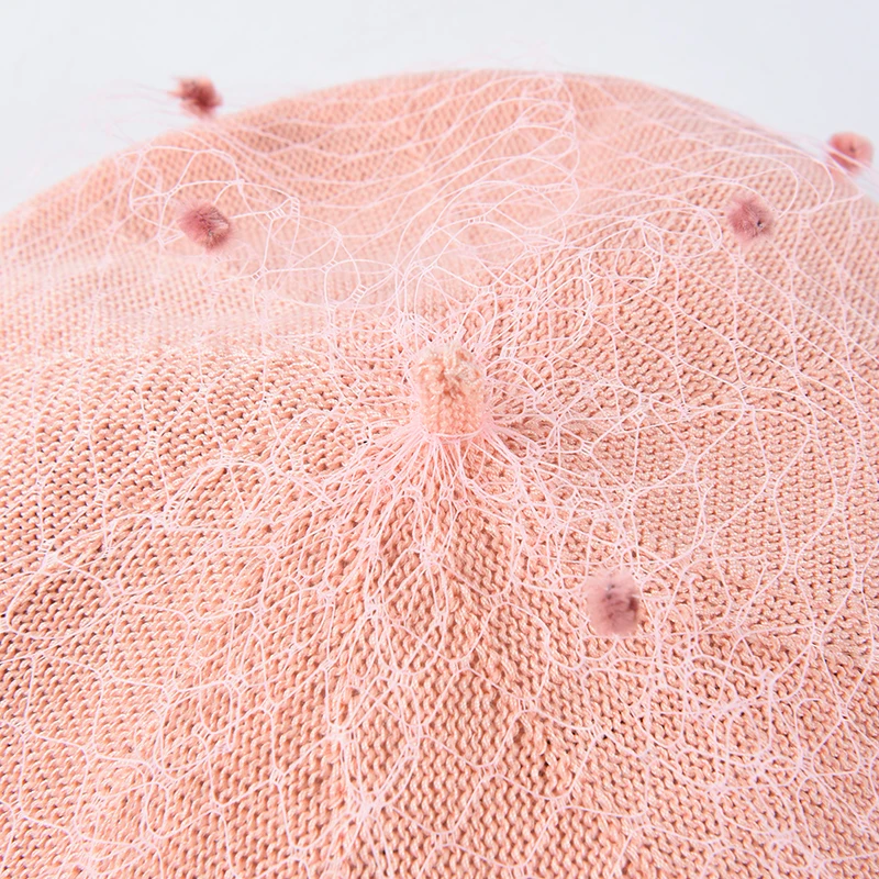 

ROSELUOSI Women Vintage Mesh Berets Hat Casual Solid Color Beret Caps Boinas Para Mujer Chapeau Femme