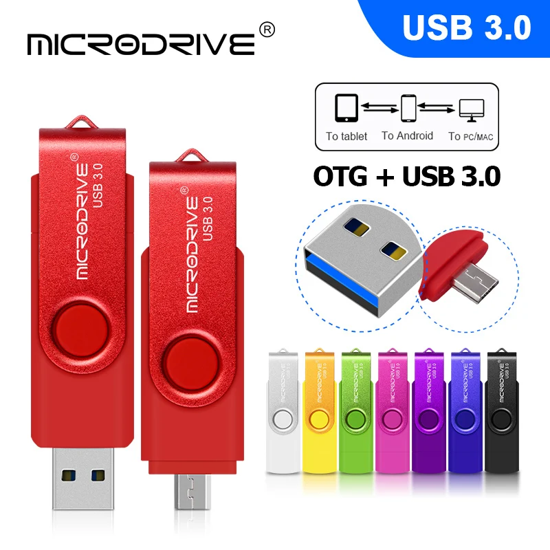 Цветной металлический Whirl USB флеш-накопитель Otg USB 3,0 32g 16g реальная емкость 128g 64g Флешка для мобильного телефона/ноутбука
