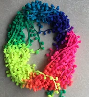 20yards fade color 10mm rainbow pompom lace ball ribbon fur craft diy braid weddingcurtain decoration sewing accessories