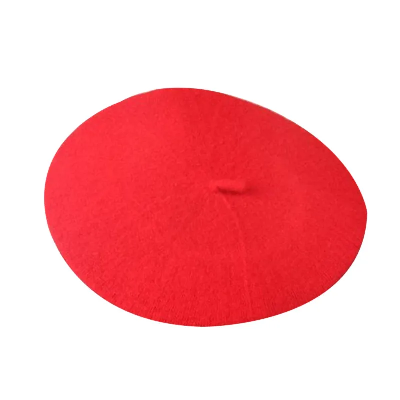 Теплый флис берет шапки для женщин 2018 Зимняя шерстяная вязаная женская красный