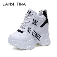 2020 new women sneakers mesh casual platform trainers fashion white shoes 11 cm heels wedges breathable woman spring mesh shoes