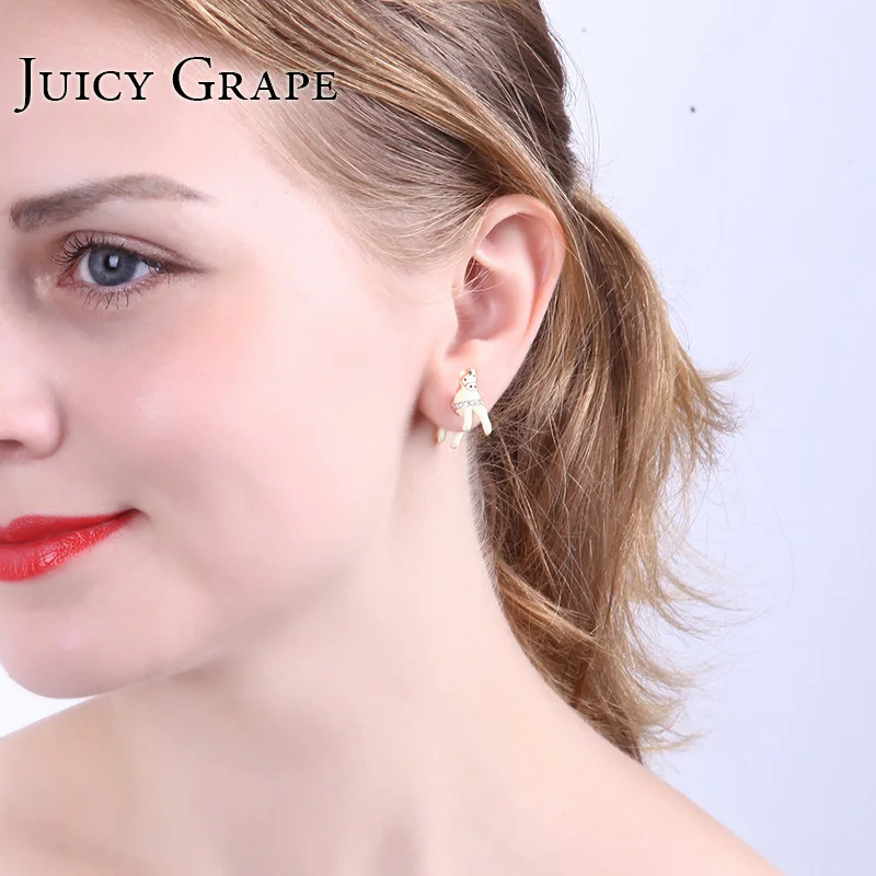 Детские серьги гвоздики с эмалью Juicy Vince изящные ручной работы белым единорогом