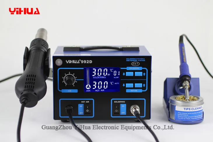 YIHUA 992D SMD 2 в 1 Многофункциональный паяльник станция Воздушный тепловой пистолет