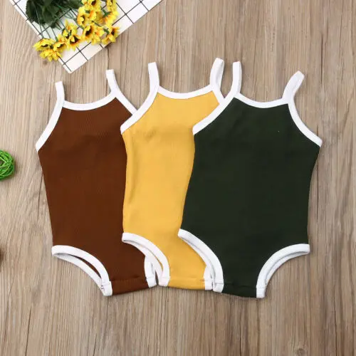 Baby Summer Clothes Toddler Girl Knitted Pits Casual Halter strap vest Suspender Outfit One-Pieces | Детская одежда и обувь