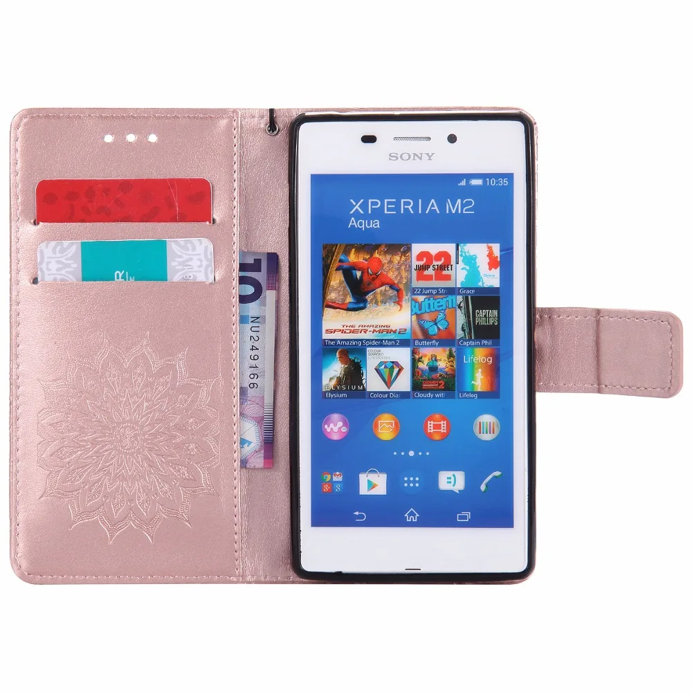 Чехол для Sony eXperia Xperia M2 S50H D2302 D2303 D2305 D2306 чехол funda с подставкой и держателем карт |