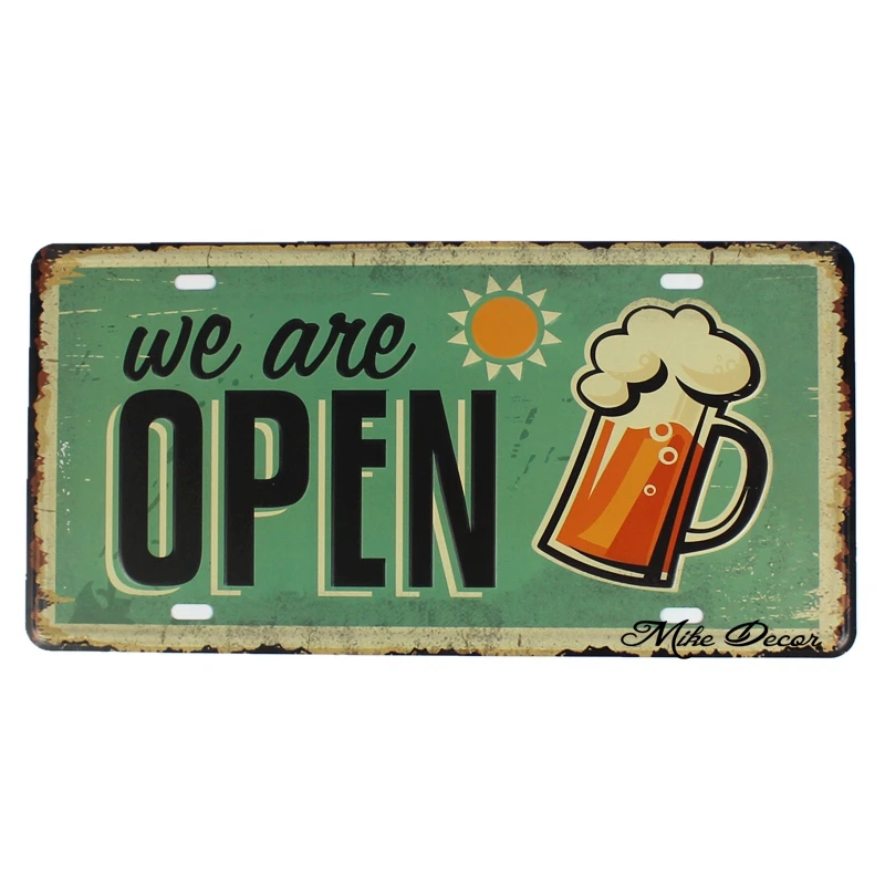 [Mike86] We are Open Beer Sun винтажный декор для живописи ретро подарок ремесло