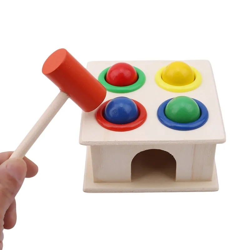 Детские игрушки Beat красочные деревянные молотки мяч + деревянный ящик с молотком