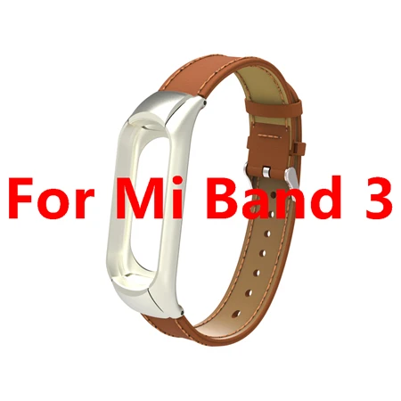 Brown For Band 3 Кожаный ремешок mi Band 4 для Xiaomi mi Band 4 mi band 4 умный Браслет Анти-потеря спортивный браслет mi Band 3 ремешок умные аксессуары - Цвет: Brown For Band 3