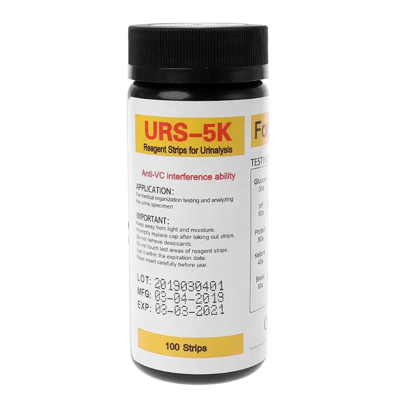 100 шт URS-5K глюкозы pH белок кетон тест-полоски для анализа мочи в крови реагент