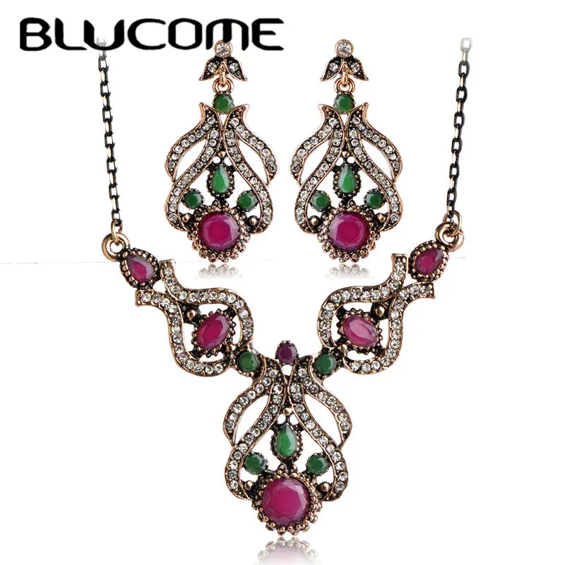 Женский винтажный Ювелирный Комплект Blucome комплект из колье и сережек