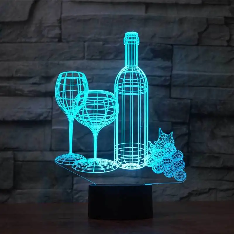 Настольная Светодиодная лампа 3D для моделирования бутылок вина акриловый ночник