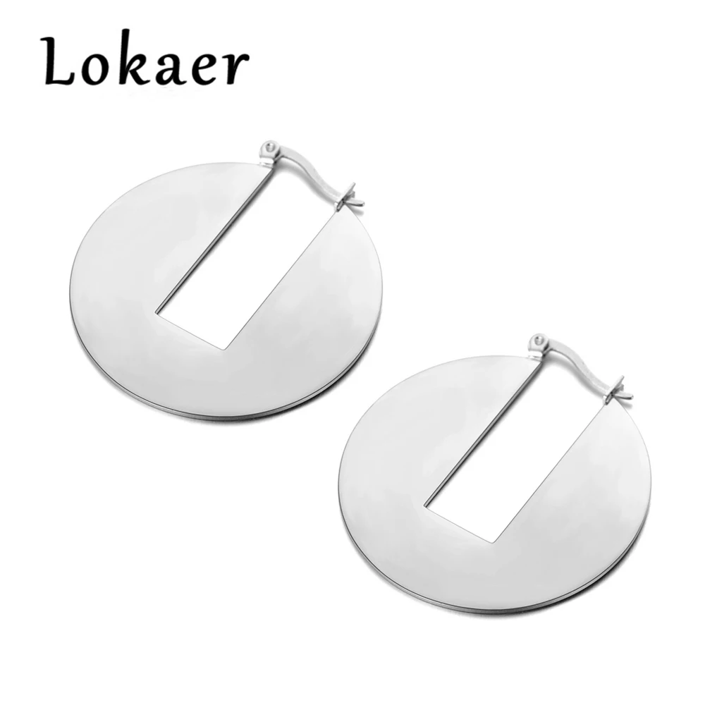 Lokaer круглой формы прямоугольные серьги панк стиль розовое золото цвет нержавеющая сталь вечерние юбилей ювелирные изделия E18071