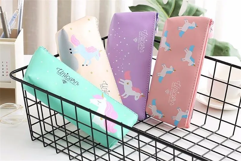 Милый мультяшный Единорог пенал Kawaii Животные Bts канцелярский футляр для хранения