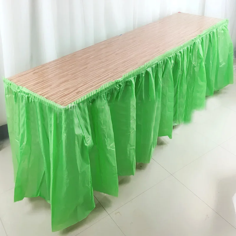 green BALLE одноразовая скатерть юбка пластик вечерние 13 цветов покрытие стола для день рождения свадебное праздничное украшение 73x426 см - Цвет: green