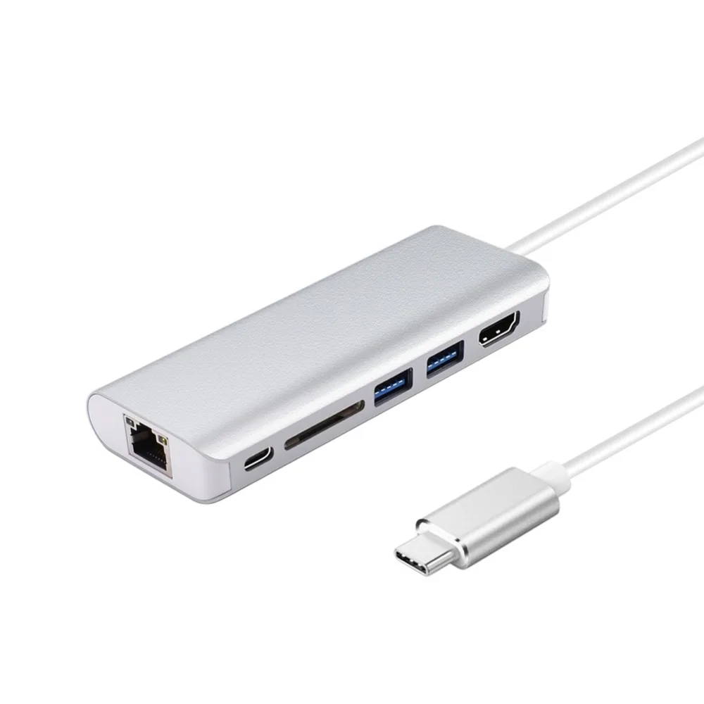 USB C док-станция/USB C многопортовый адаптер USB 3,1-HDMI 4 K/PD зарядный порт/USB 3,0/RJ45 Gigabit Ethernet LAN сеть/SD карта