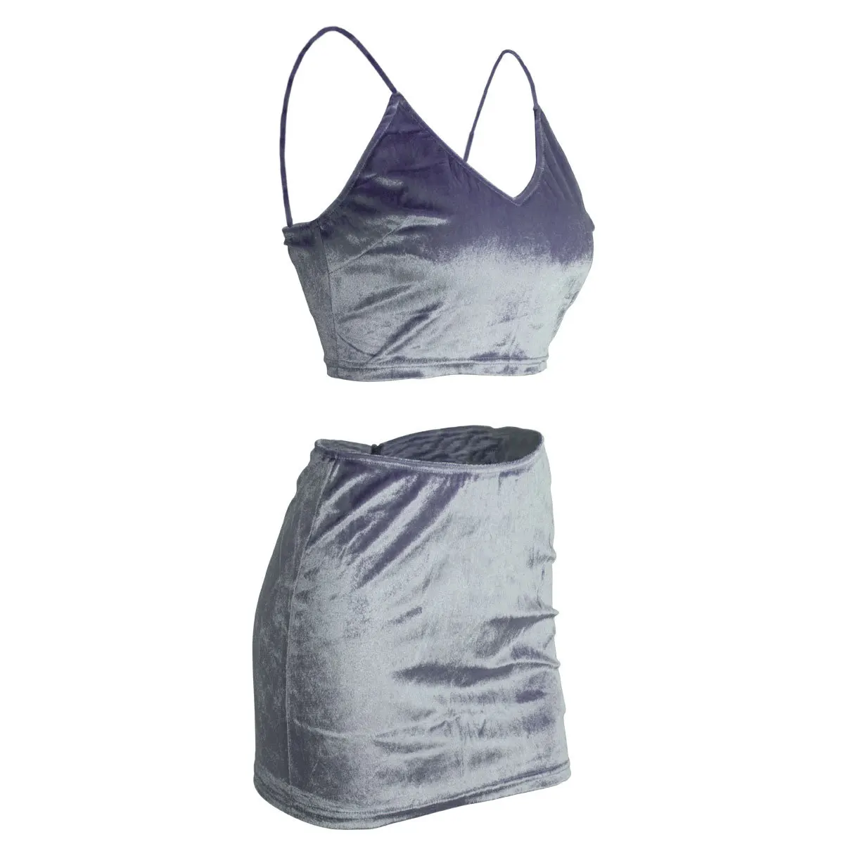 Бархатный комплект из двух предметов сексуальный укороченный топ и короткая