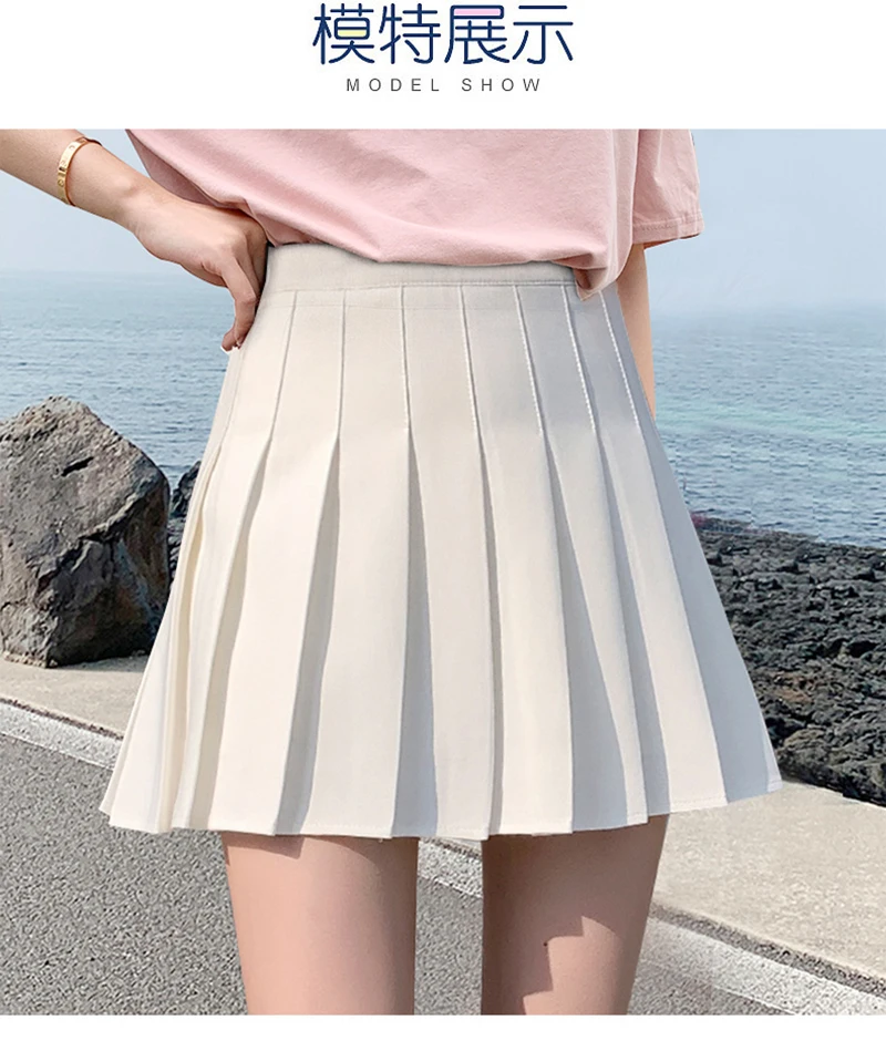 Sexy Womens Pleated Mini Skirt Schoolgirl Short Dress Cosplay Club Costume Solid Color Mini Skirts Faldas Mujer Moda plus size
