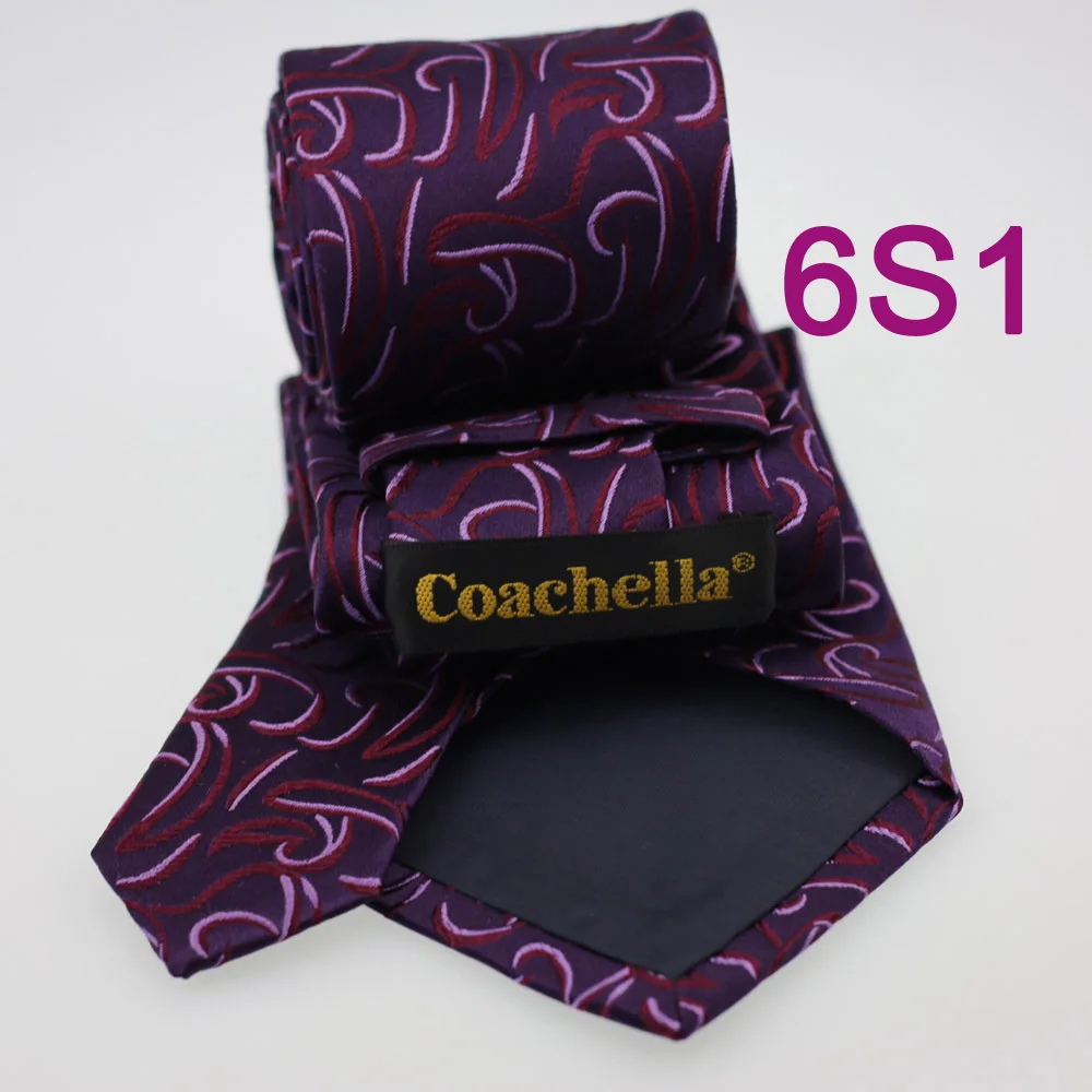 Мужские галстуки Coachella 100% чистый Шелковый галстук темно-фиолетовый с бордовым