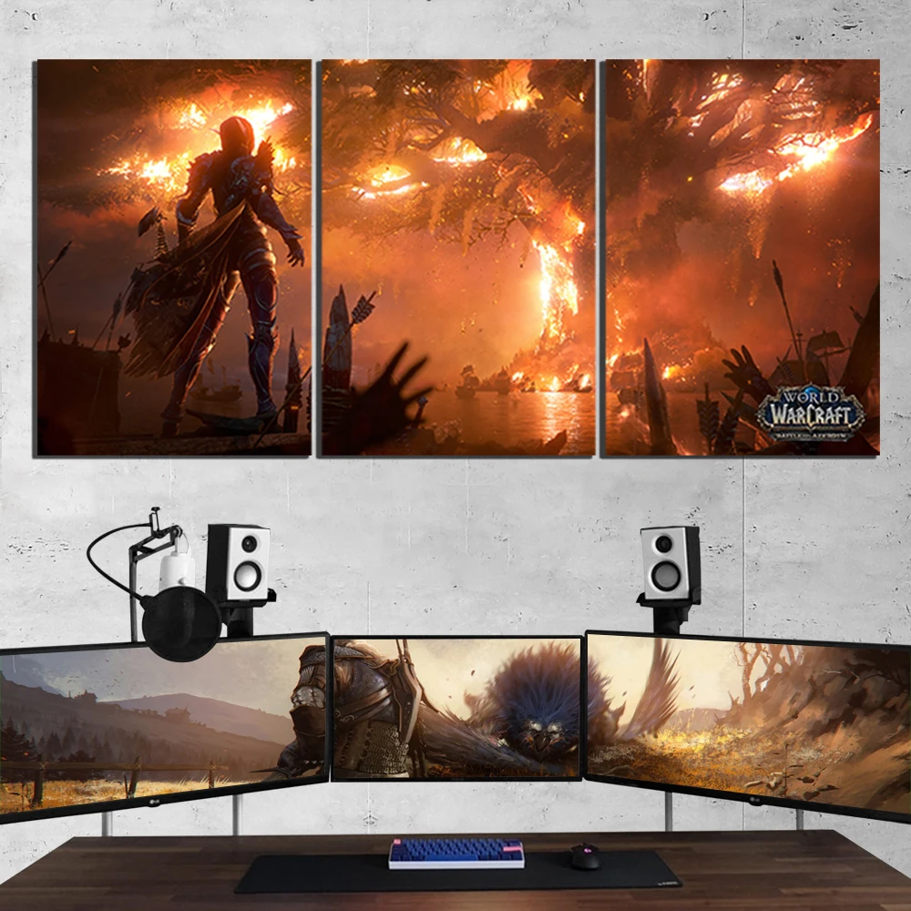 World of Warcraft Картина на холсте Sylvanas Fire Burning teldrassil-игра плакат Принт веер Искусство Декор стены игровая комната картина