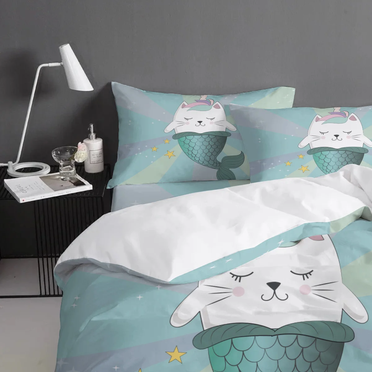 Familydecorder Cat mermake A Wish постельное белье набор крышек 4 шт. набор из стеганого одеяла и покрывала пододеяльник наборы полиэфирная ткань
