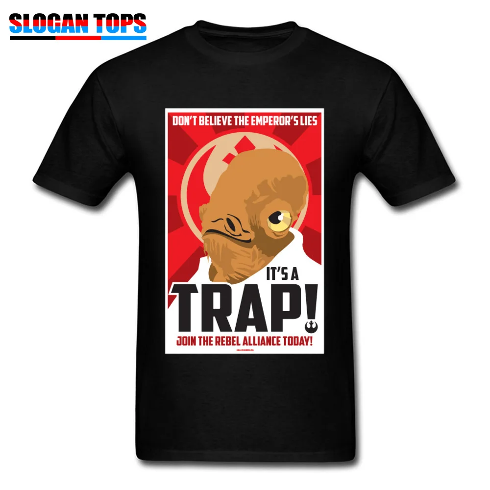 Black Звездные войны, футболка для мужчин, забавная футболка, Admiral Ackbar Its A Trap, топы, постеры, футболки, хлопок, Мужская одежда, присоединяйтесь к Rebel Alliance - Цвет: Black