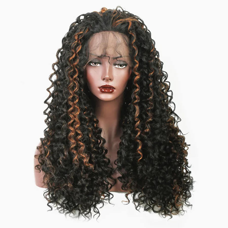 ZYA63-1 1B-30 StrongBeauty 2" синтетический парик на кружеве для женщин длинные кудрявые коричневый/светлые парики Детские волосы - Цвет: ZYA63-1 1B-30