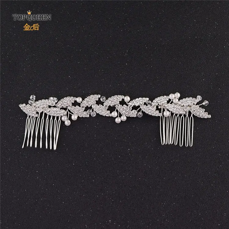 TOPQUEEN HP251 wedding bridal hair comb bridal hair jewelry silver bridal hair clips pins for girlfriend Pearl diamond comb - Цвет: small