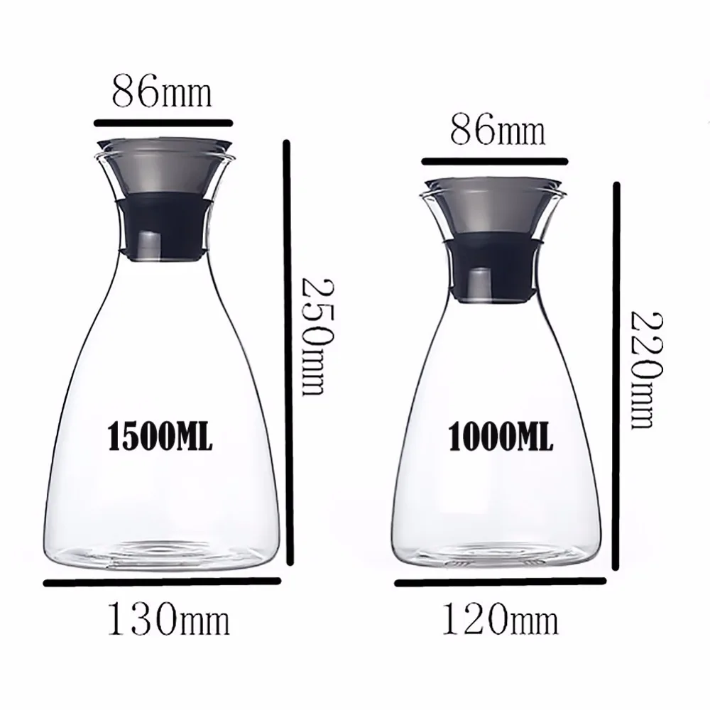 Стеклянный графин с силиконовой откидной крышкой из нержавеющей стали кувшин