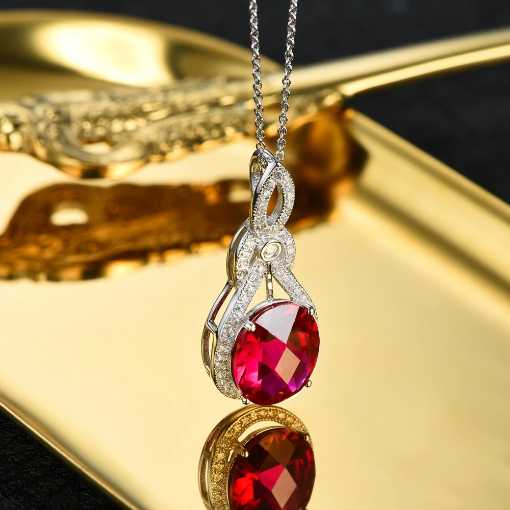 L &amp zuan 7.98ct кулон из Красного камня 100% Серебро 925 пробы ожерелье для женщин