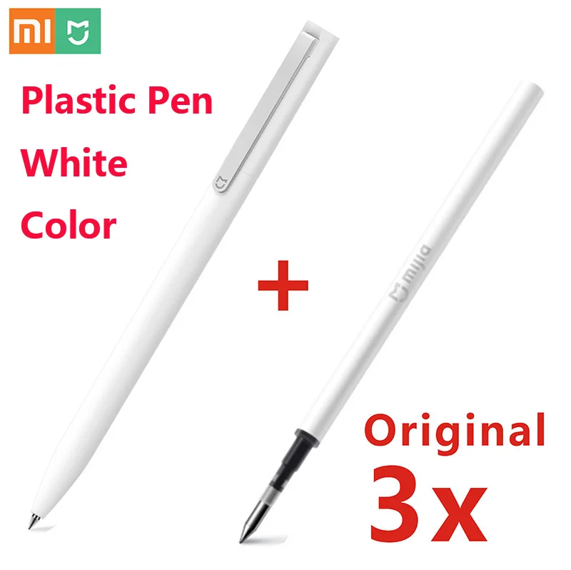 1pen and 3 Black ink Xiao mi Белый Черный 0,5 мм точка mi jia знак ручка mi ручка гладкая швейцарская заправка Япония Черные, голубые чернила 10 мм Диаметр светильник ручка - Цвет: 1pen and 3 Black ink