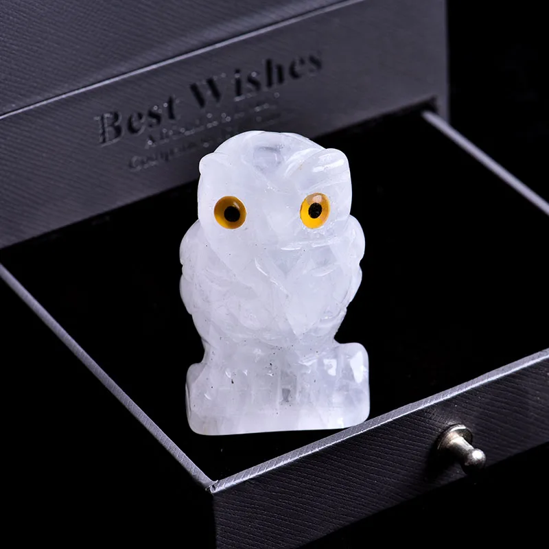 clear quartz owl 1 шт Природный кристалл каменной Красочные Сова может использоваться для украшения дома украшения комнаты украшения DIY подарок ювелирные изделия - Цвет: clear quartz owl