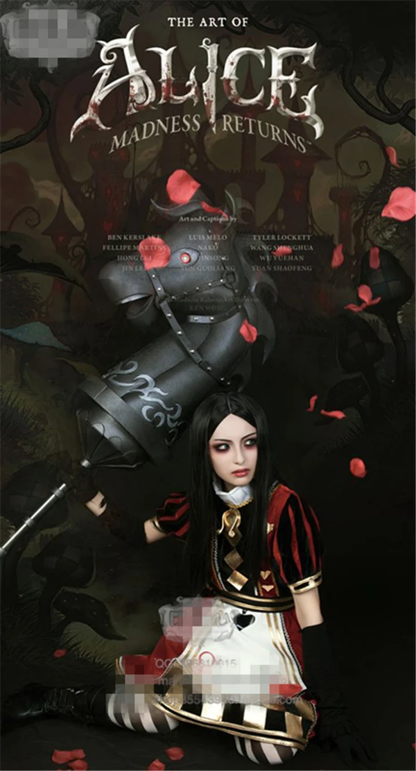 Горячая американская игра Alice Madness Returns костюм покер Хэллоуин Косплей Костюм Платье O