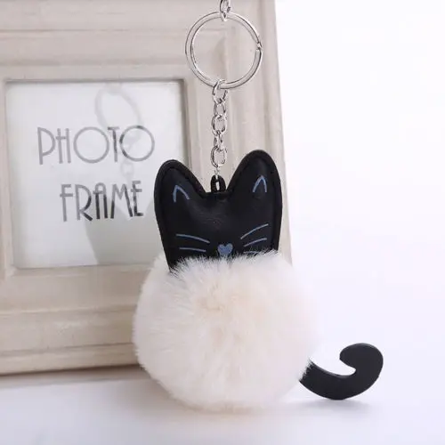 2018 Новый Модный популярный искусственный мех Кот брелок цепь котенок кольцо для
