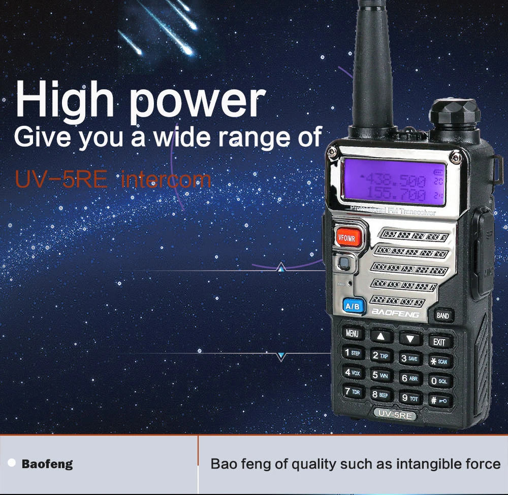 Baofeng UV-5R plus handy talkie walki UV5RE переговорные для ssb КВ трансивер двухдиапазонный дисплей ppt наушник двухстороннее радио 2 шт