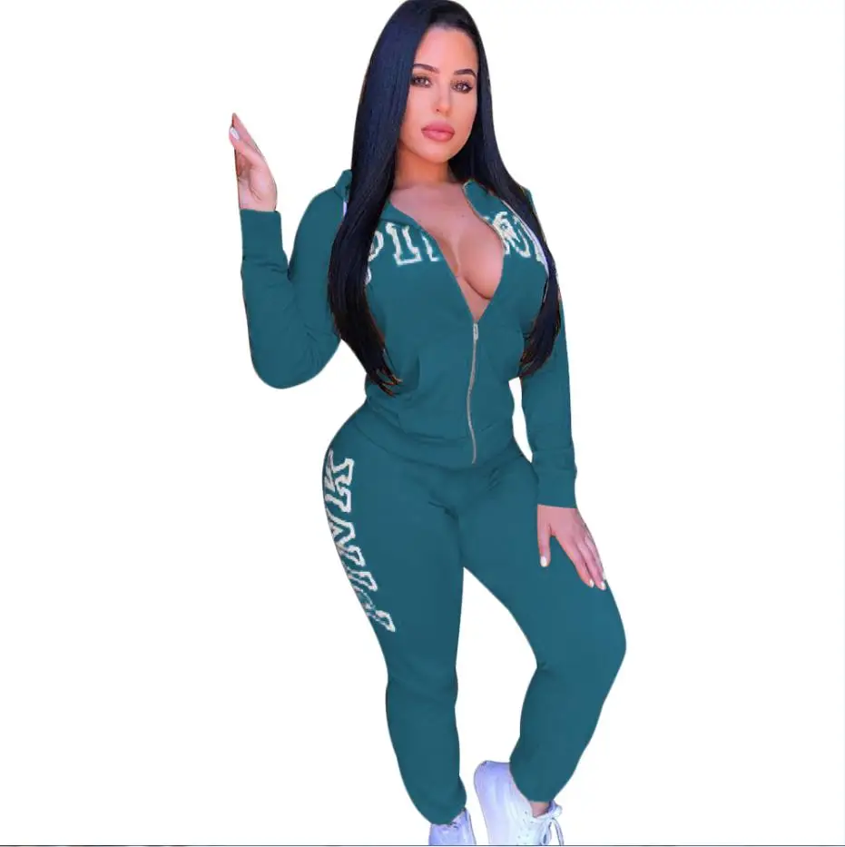 2018 весенний розовый спортивный костюм с буквенным принтом женская повседневная