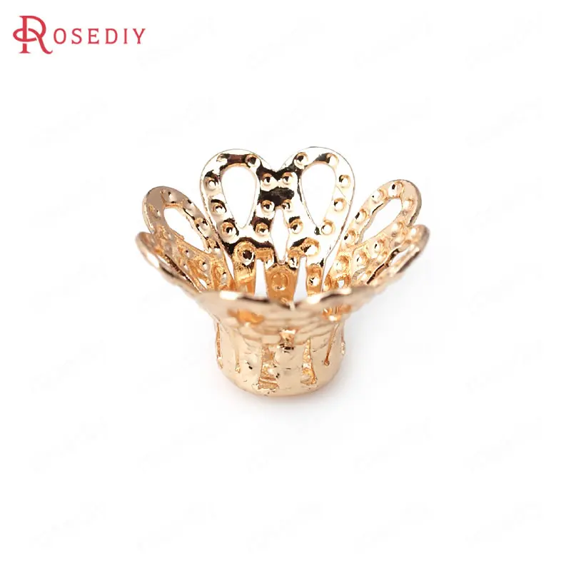 (D541)10 pieces12MM High Quality Champagne Gold Color Brass Flower Beads Caps Diy Jewelry Findings Accessories wholesale |