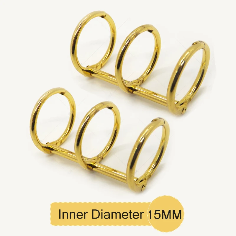 Gold 15MM 2 шт./лот металлическое покрытие с отрывными листами книги связующее навесное кольцо связывания кольца Никель Настольный календарь круг 3 кольцевых заводных для ключ-карта альбом - Цвет: Gold 15MM