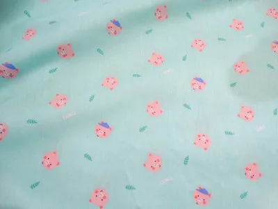 Половина метра мультфильм свинья печати хлопок саржевая ткань для постельных принадлежностей одежда юбка Пыльник детская одежда B148