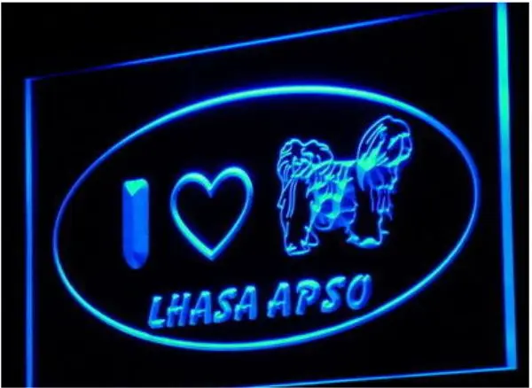 Pe05 с надписью I Love Лхаса собаки магазин светодиодный неоновый светильник Sign