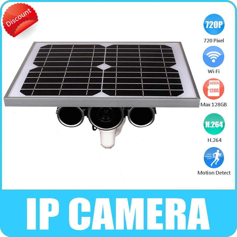 Встроенный Аккумулятор Солнечной Энергии P2P Plug &amp Play 720 P H.264 IR-CUT Ip-камера Ночного