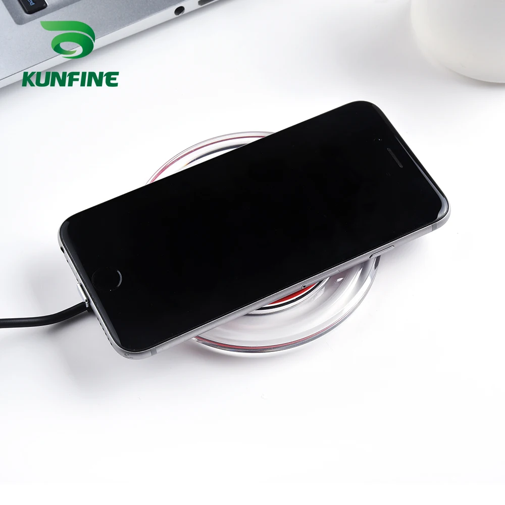 KUNFINE 10 Вт или 5 Qi Беспроводное зарядное устройство для iPhone X/8 видимая быстрая