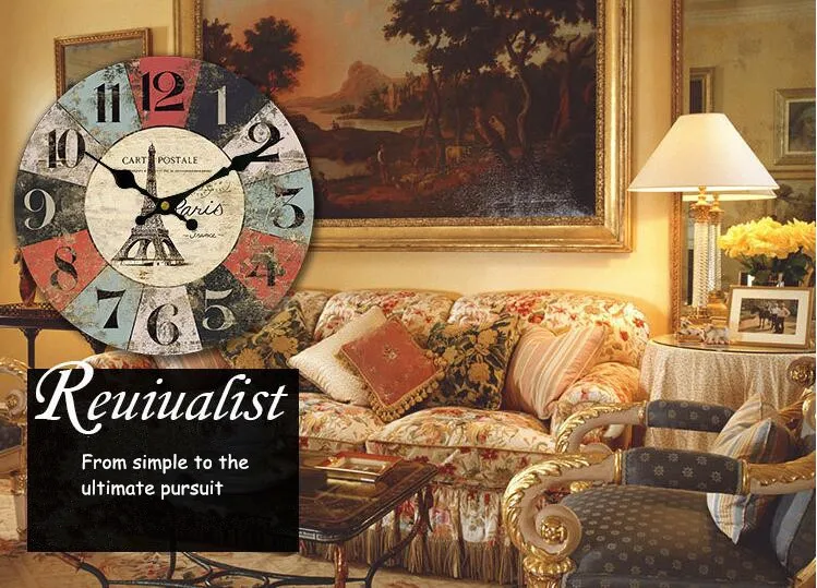 Последние модные часы Family essential настенные в средиземноморском стиле из МДФ | Дом и