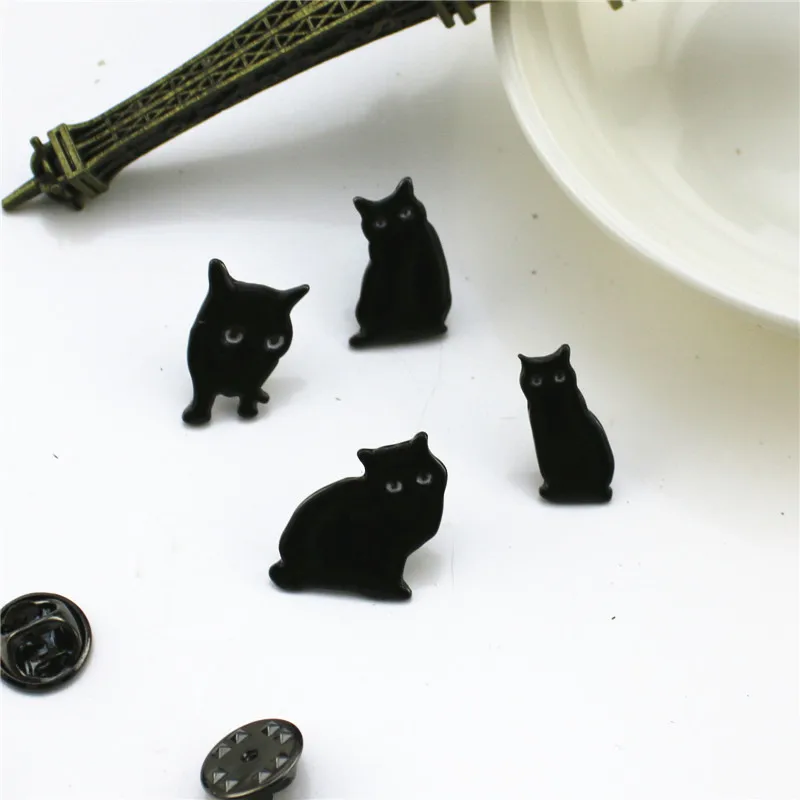 Модная черная эмалированная маленькая брошка для девочек в мультяшном стиле с